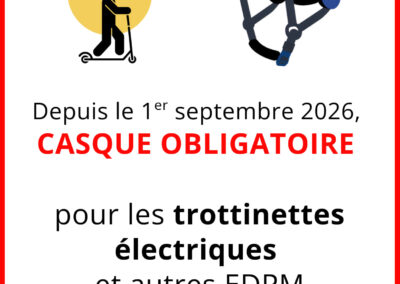 Entrée en vigueur de l’obligation du port du casque